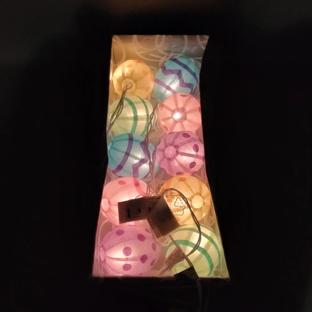 Department 56 Easter Egg String Of Lights Paper Egg Lanterns Set of 10 USED READ